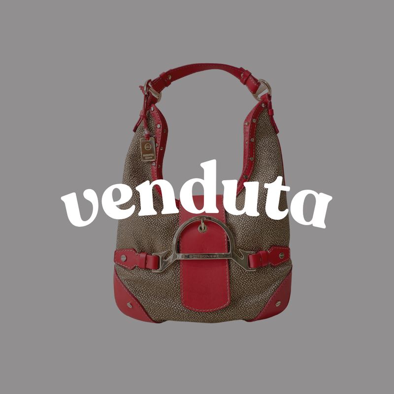 BORBONESE - (borsa di seconda mano) Hobo staffa - Nat.Op/Red