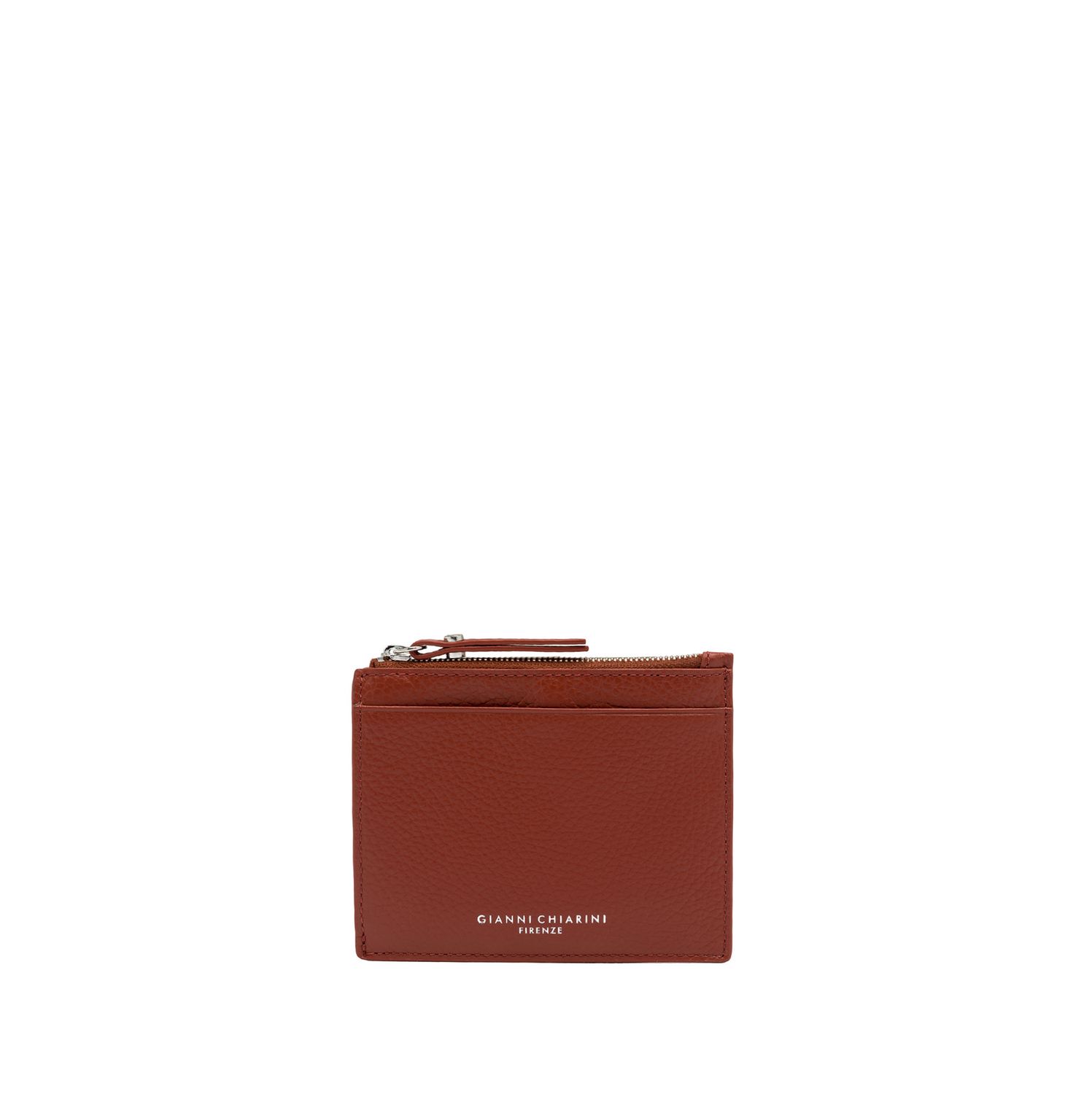 GIANNI CHIARINI - Portacarte + Moneta con zip medio  - Brick Red