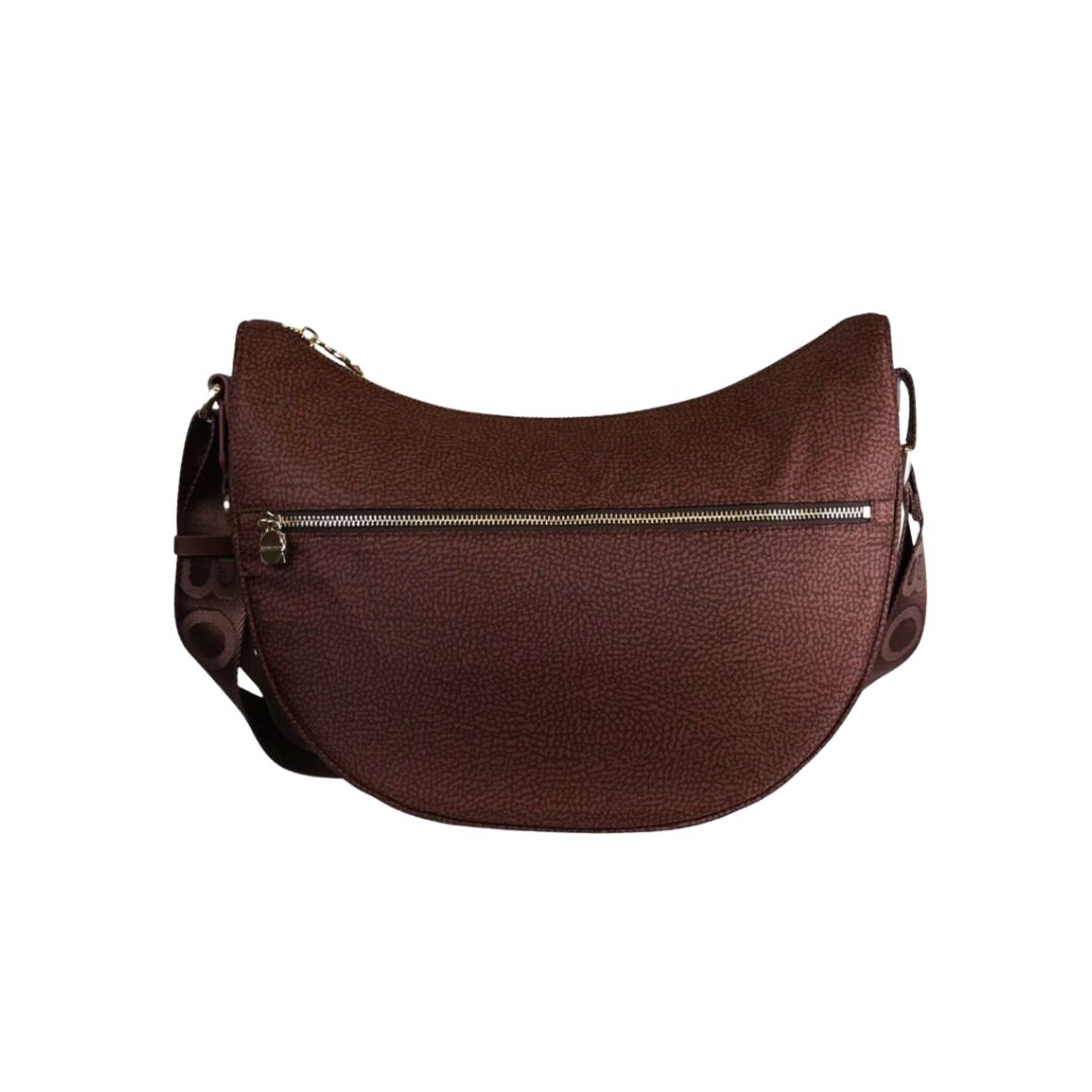 BORBONESE - Luna Bag Middle Nylon Riciclato OP con zip - Noisette/Peanut
