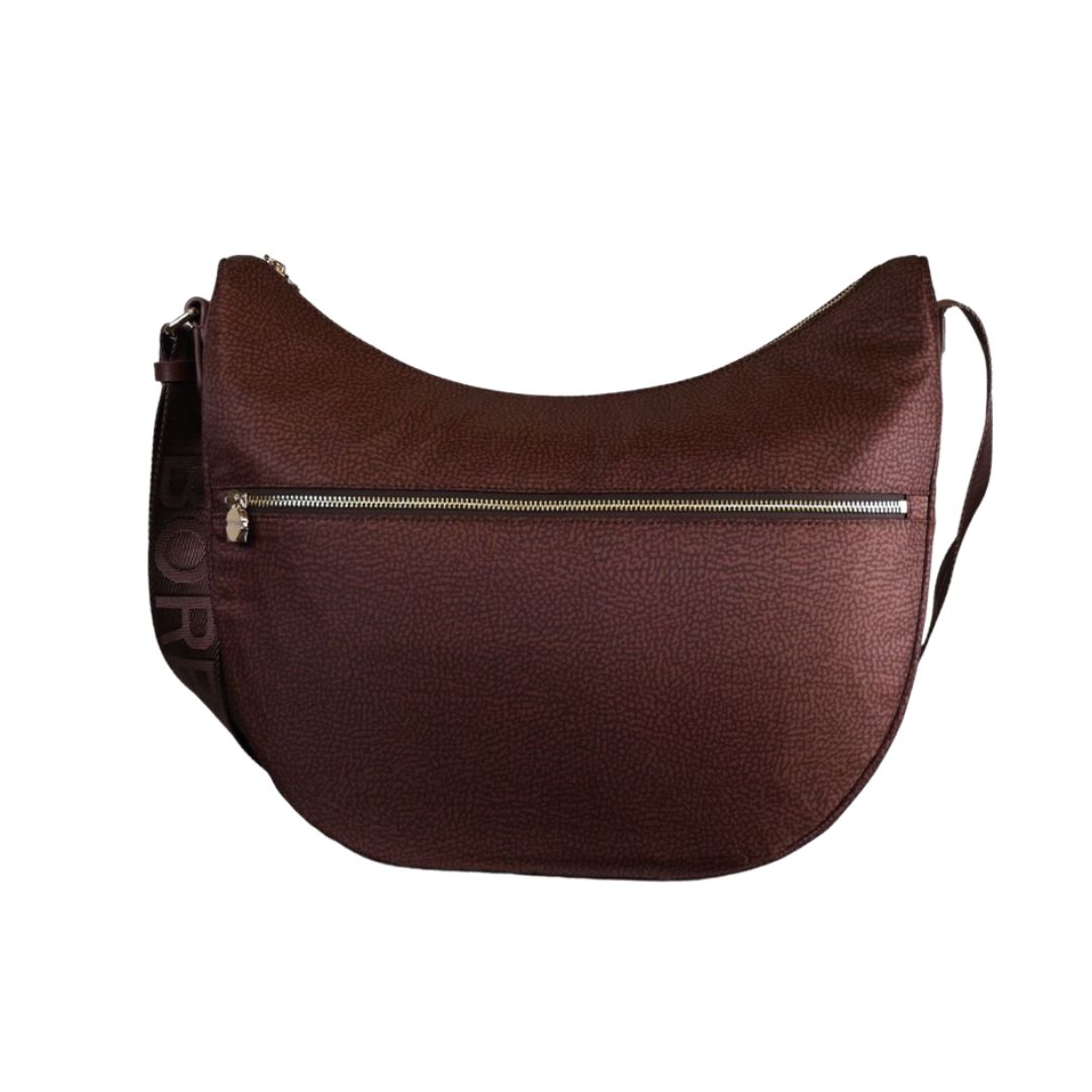 BORBONESE - Luna Bag Medium Nylon Riciclato OP con zip - Noisette/Peanut