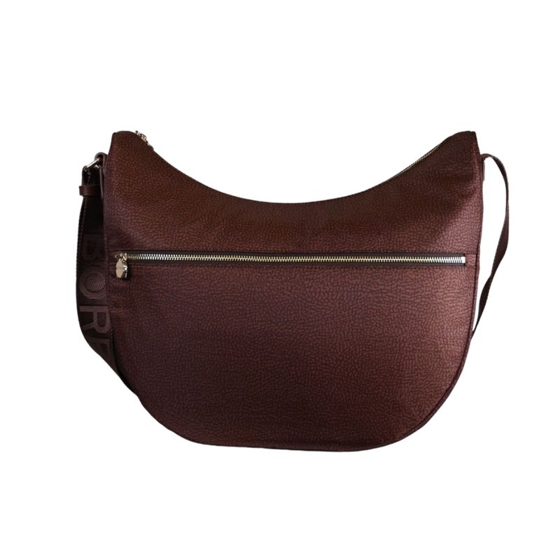 BORBONESE - Luna Bag Medium Nylon Riciclato OP con zip - Noisette/Peanut
