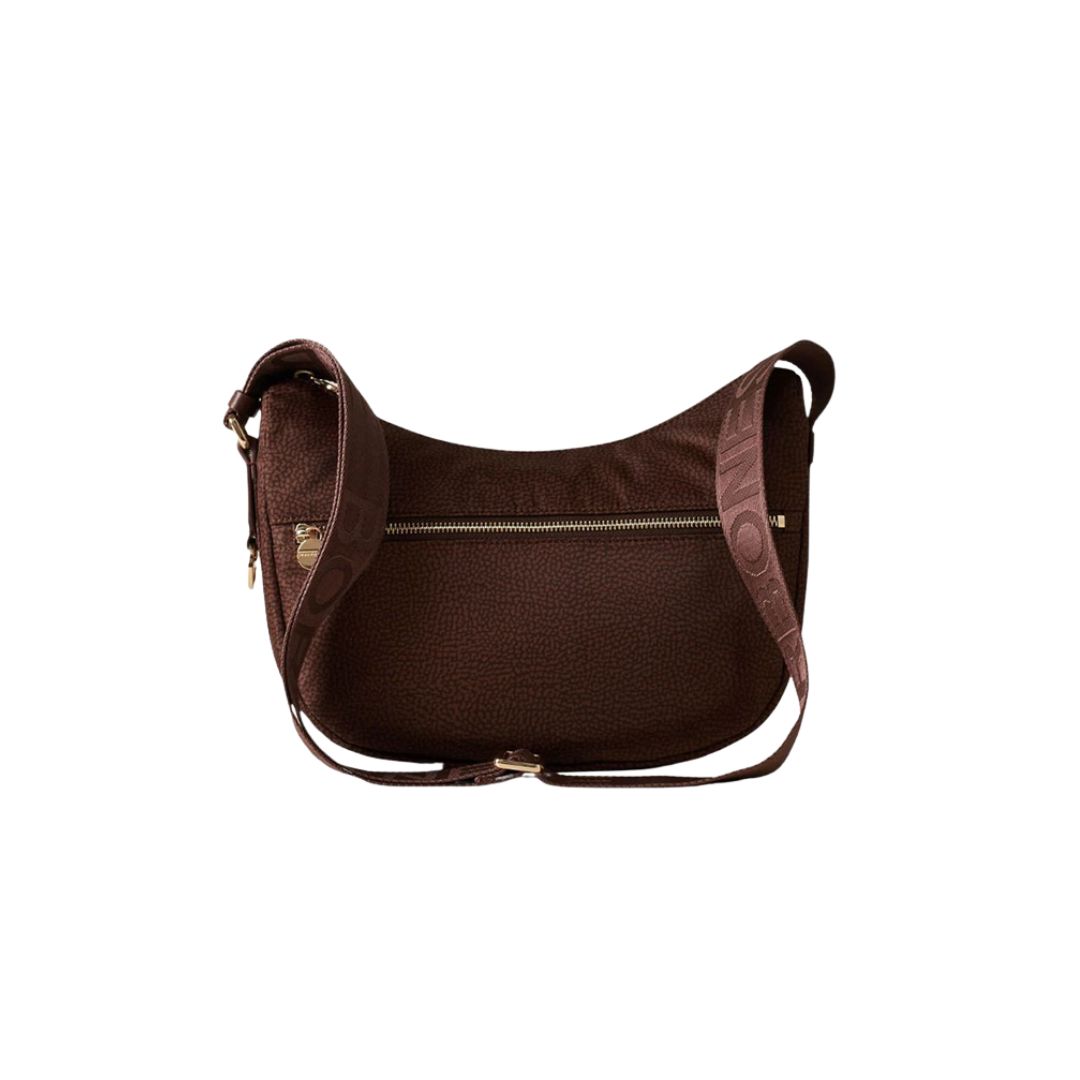 BORBONESE - Luna Bag Small Nylon Riciclato OP con zip - Noisette/Peanut