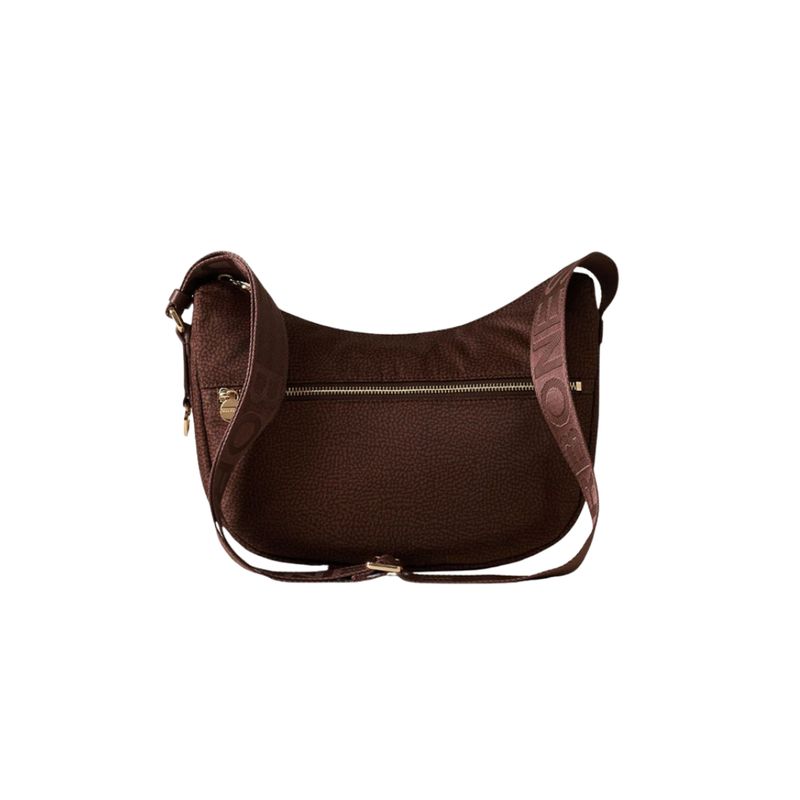 BORBONESE - Luna Bag Small Nylon Riciclato OP con zip - Noisette/Peanut