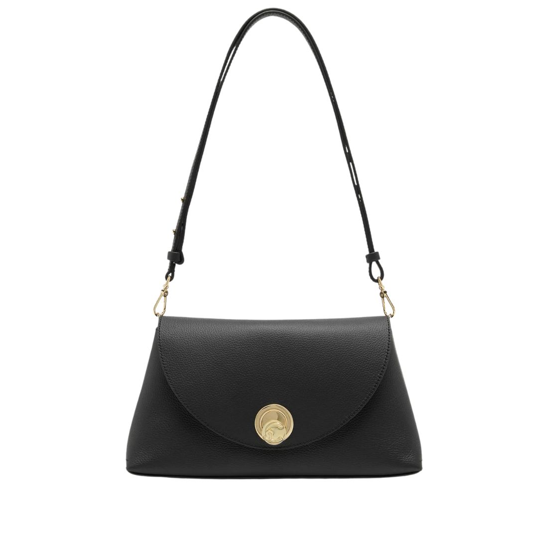 COCCINELLE - Nikla Tracolla con patta Small - Noir/Cognac