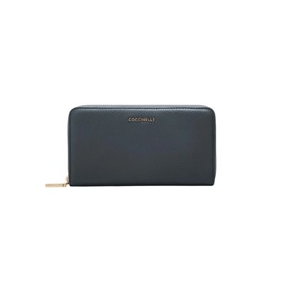 COCCINELLE - Metallic Soft Portafoglio Grande Zip Around - Midnight blue