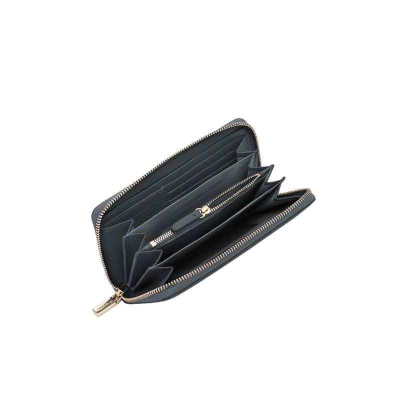COCCINELLE - Metallic Soft Portafoglio Grande Zip Around - Midnight blue