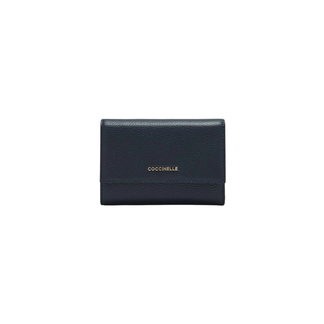 COCCINELLE - Metallic Soft Portafoglio Medio - Midnight blue