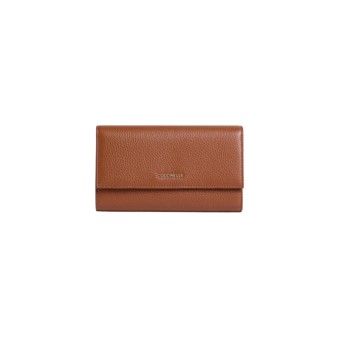 COCCINELLE - Metallic Soft Portafoglio Maxi - Cognac