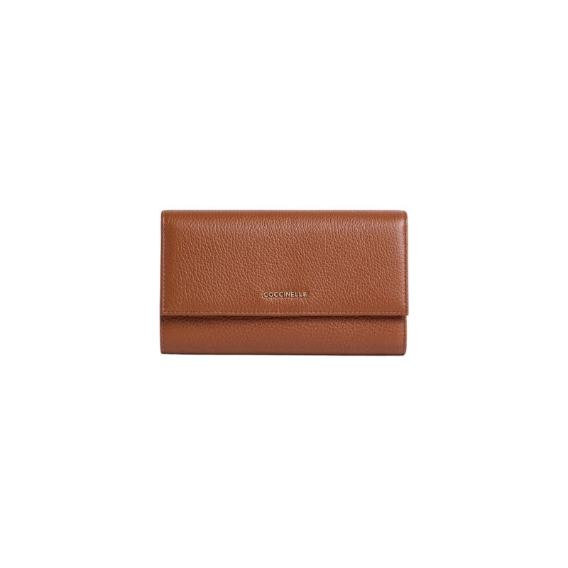 COCCINELLE - Metallic Soft Portafoglio Maxi - Cognac