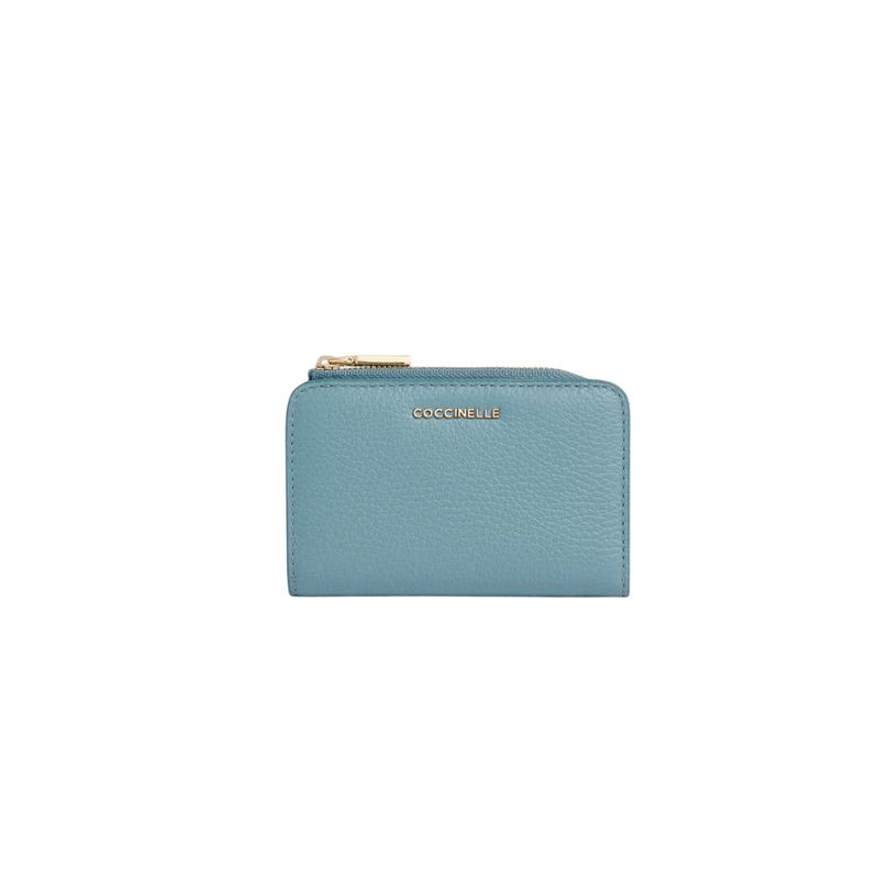COCCINELLE - Metallic Soft Portafoglio compatto con zip - Artici Blue
