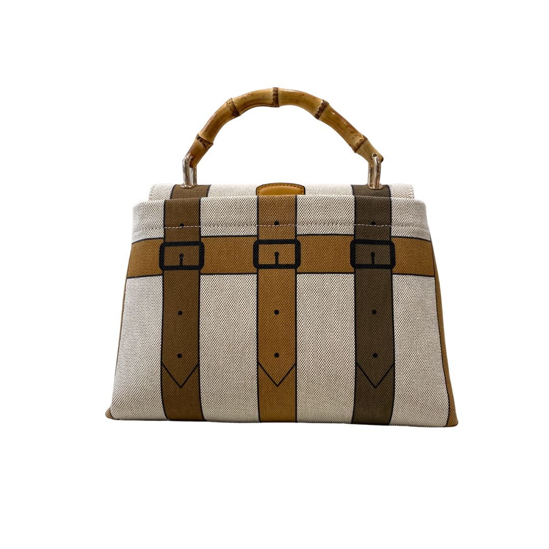 ROBERTA DI CAMERINO - (borsa di seconda mano) Borsa mano con manico bamboo + tracolla