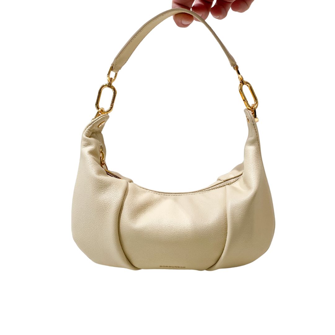 BORBONESE - (borsa di seconda mano) Bloom Hobo piccola - Panna BORBONESE - (borsa di seconda mano) Bloom Hobo piccola - Panna