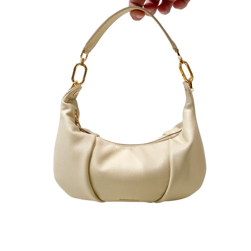 BORBONESE - (borsa di seconda mano) Bloom Hobo piccola - Panna BORBONESE - (borsa di seconda mano) Bloom Hobo piccola - Panna