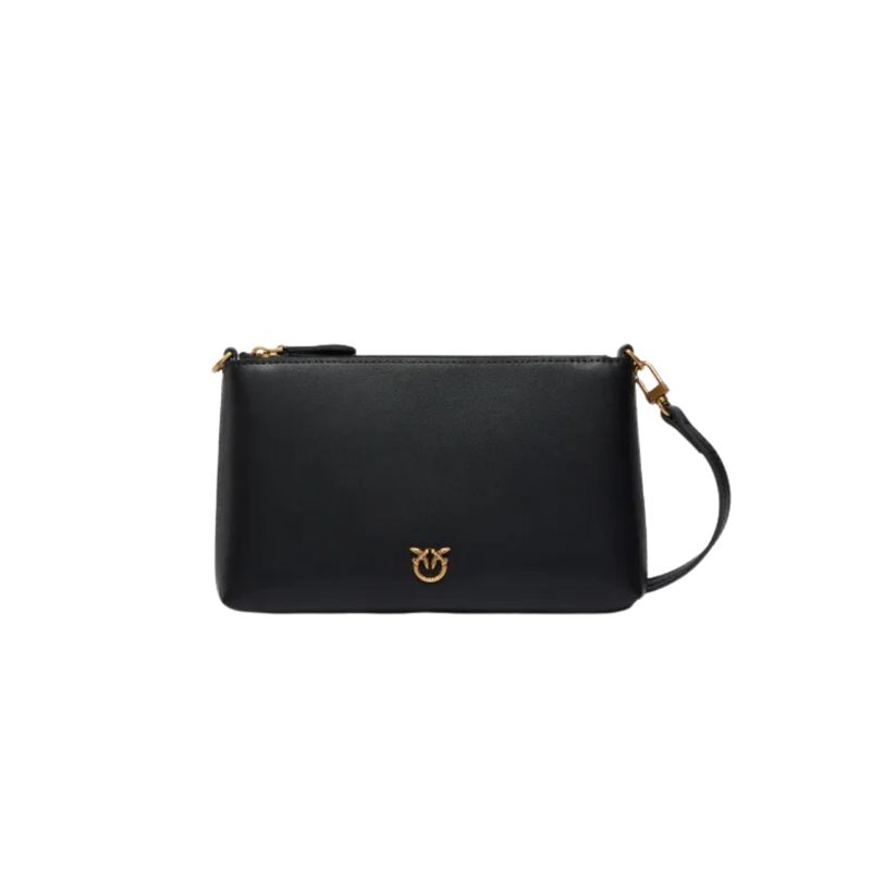 PINKO - Pochette piatta in pelle con logo Love Birds - Nero PINKO - Pochette piatta in pelle con logo Love Birds - Nero