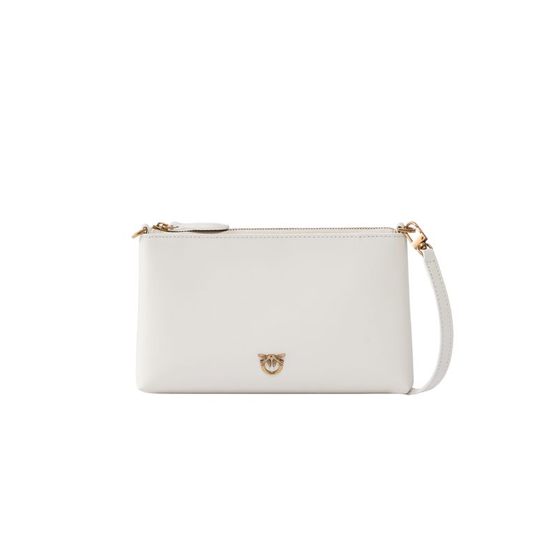 PINKO - Pochette piatta in pelle con logo Love Birds - Bianco PINKO - Pochette piatta in pelle con logo Love Birds - Bianco
