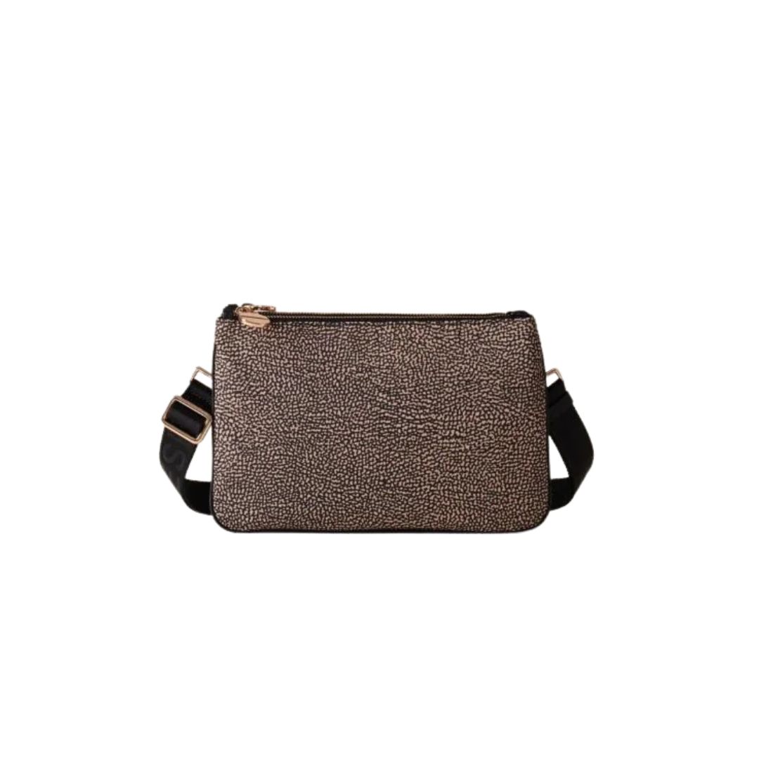 BORBONESE - Eco Line tracolla Doppia Zip Small Nylon - Op Natural/Black