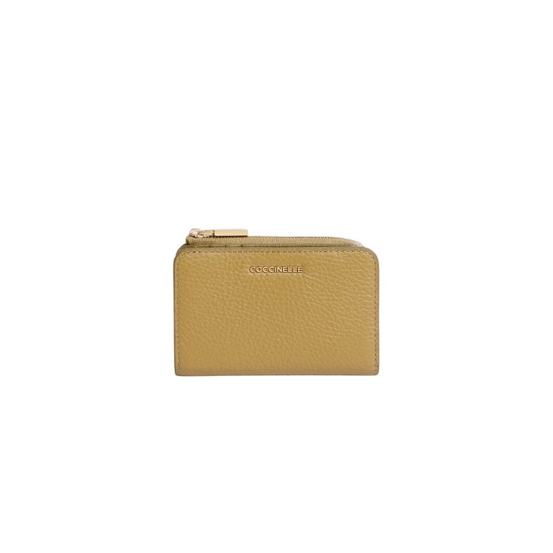 COCCINELLE - Metallic Soft Portafoglio compatto con zip - Seagrass
