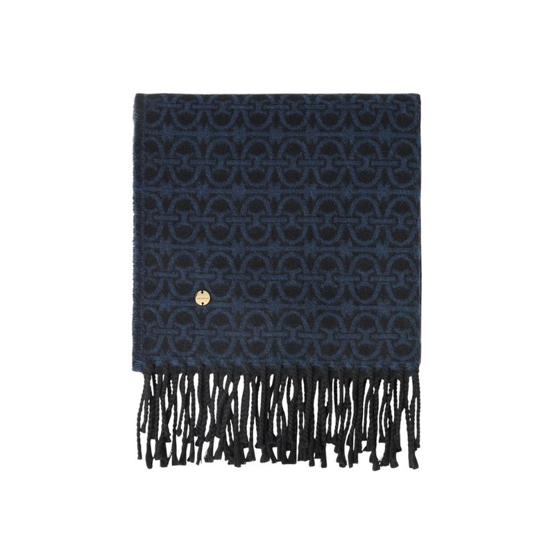 COCCINELLE - Sciarpa Monogram Wool - Multi Blu Denim COCCINELLE - Sciarpa Monogram Wool - Multi Blu Denim
