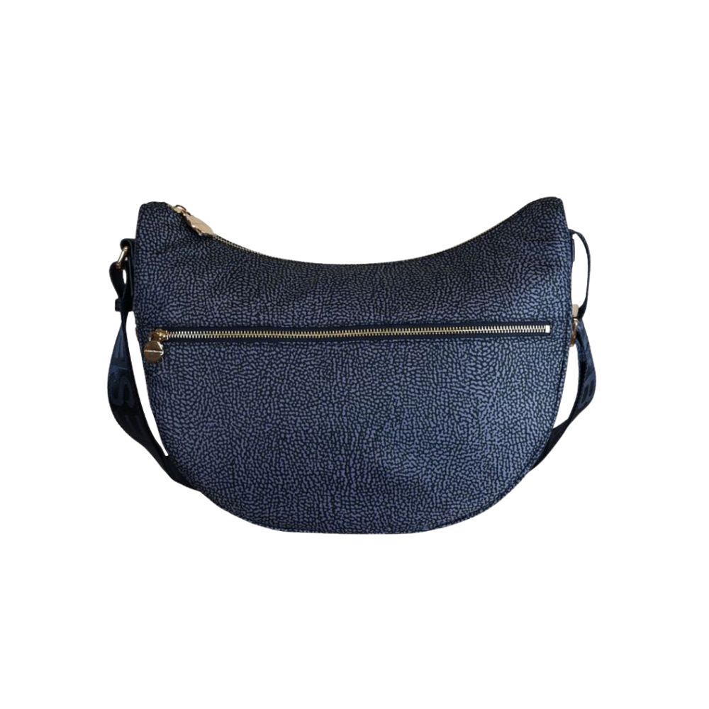 BORBONESE - Luna Bag Middle Nylon Riciclato OP con zip - Blue Lapis