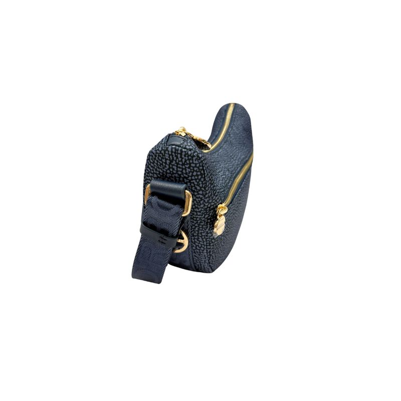 BORBONESE - Luna Bag Mini Nylon Riciclato OP con zip - Blue Lapis