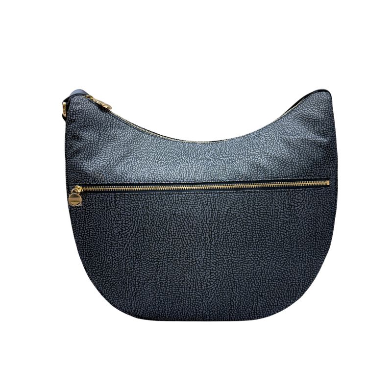 BORBONESE - Luna Bag Medium Nylon Riciclato OP con zip - Blue Lapis
