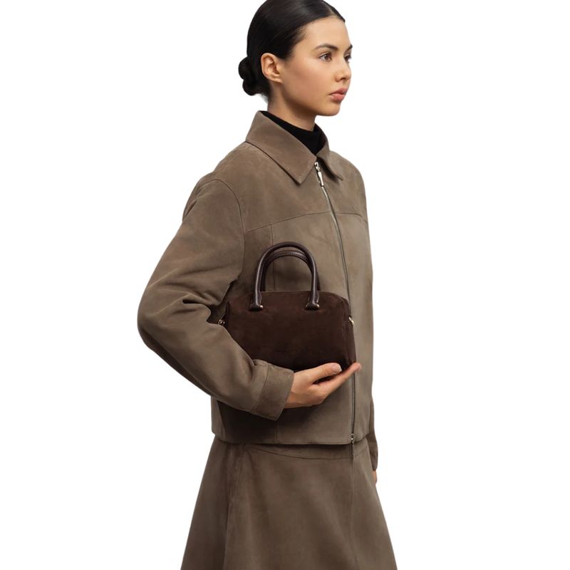LANCASTER - Borsa suede cube- Marron