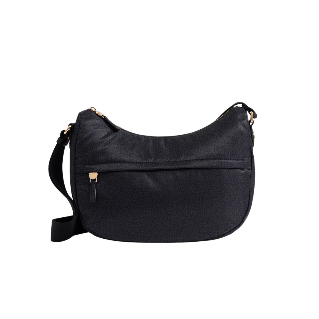 BORBONESE - Luna Bag Middle Nylon Riciclato OP - Dark Black