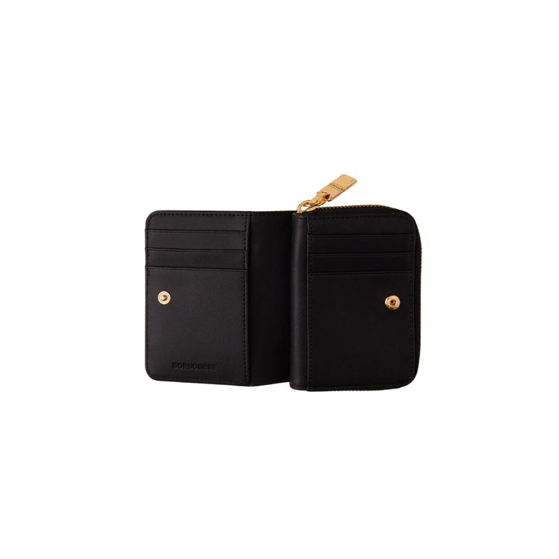 BORBONESE - Portafoglio zip around Small - Black/Op Natural