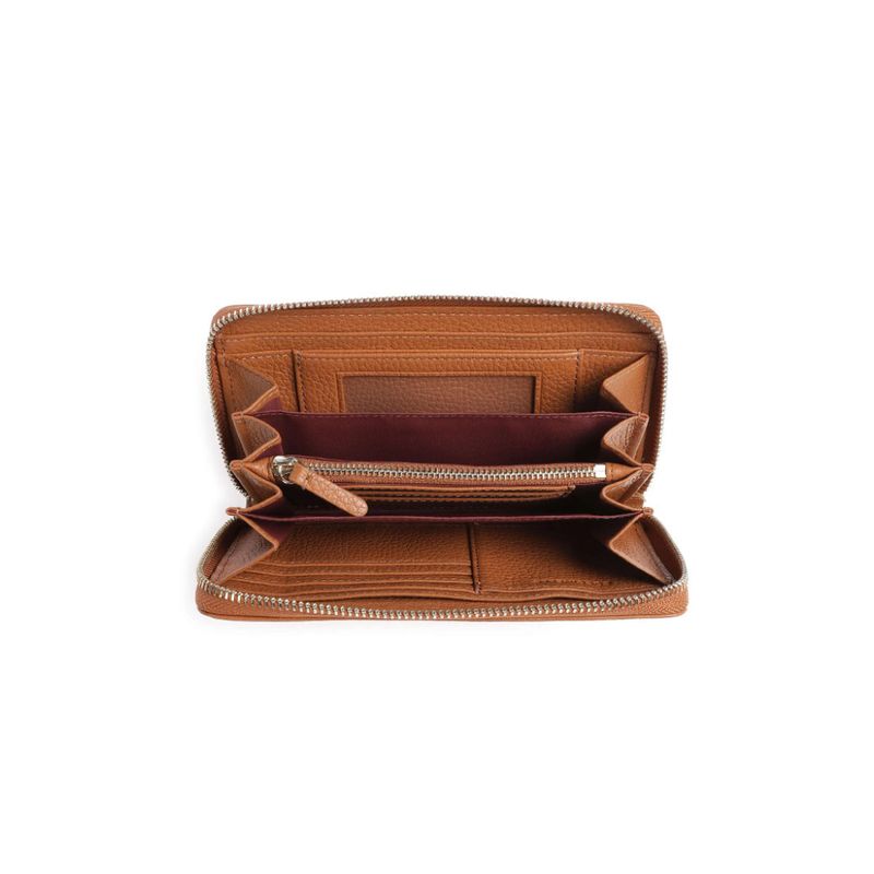 COCCINELLE - Metallic Soft Portafoglio Grande Zip Around - Cognac