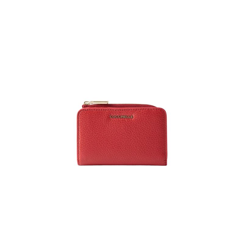 COCCINELLE - Metallic Soft Portafoglio compatto con zip - Ruby