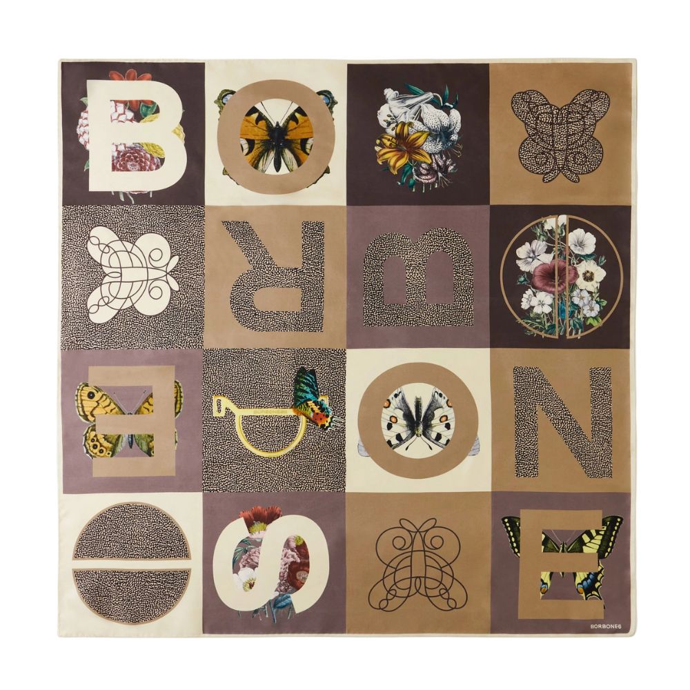 BORBONESE - Foulard Color Block 90x90 - Beige/Alabastro/OpNatural BORBONESE - Foulard Color Block 90x90 - Beige/Alabastro/OpNatural