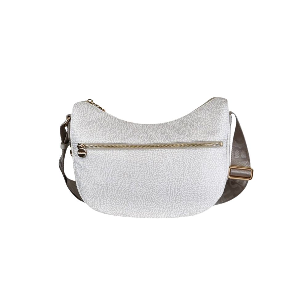 BORBONESE - Luna Bag Small Nylon Riciclato OP con zip - White Cotton