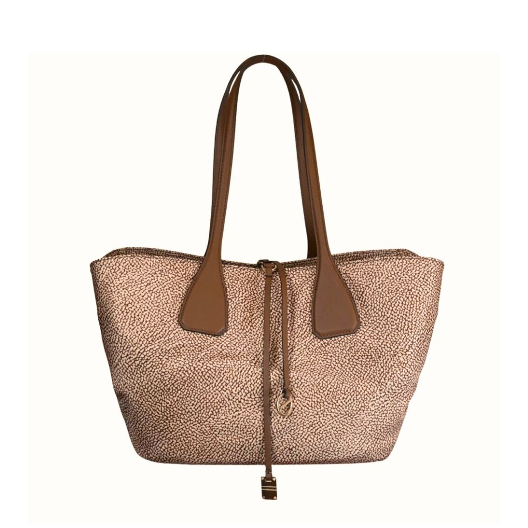 BORBONESE - Borsa shopping M - Beige/Brown