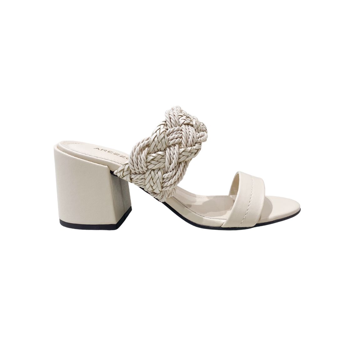 AREZZO - Sandalo con fascia pelle intrecciata - Pannacotta AREZZO - Sandalo con fascia pelle intrecciata - Pannacotta
