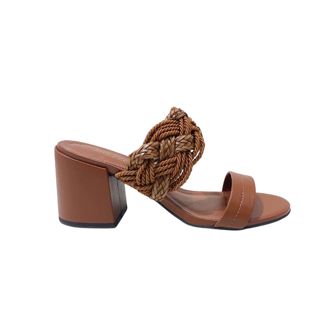 AREZZO - Sandalo con fascia pelle intrecciata - Cuoio AREZZO - Sandalo con fascia pelle intrecciata - Cuoio