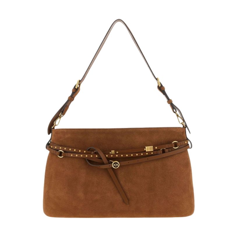PINKO - Borsa a spalla grande Belt Bag in suede - Brown