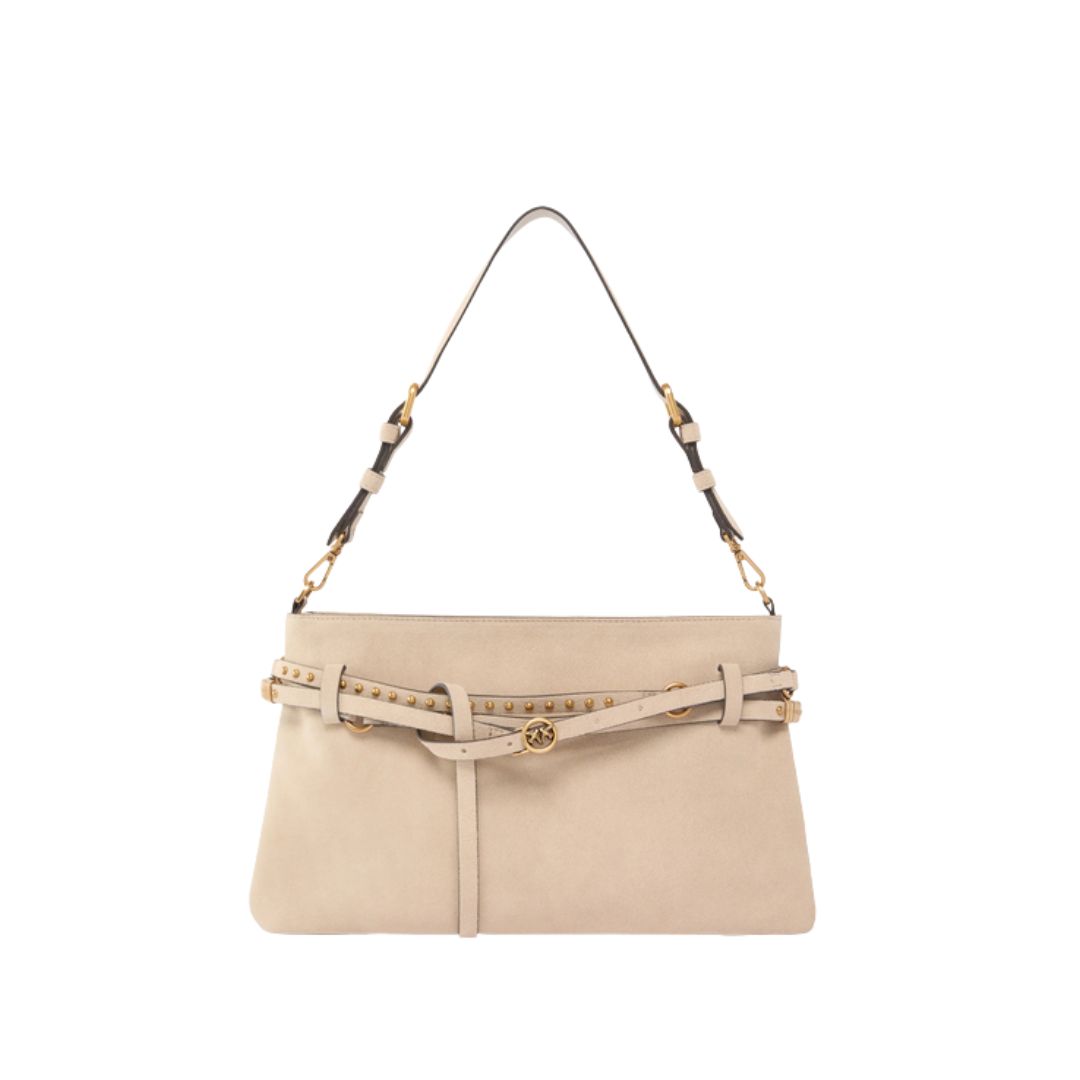 PINKO - Borsa a spalla media Belt Bag in suede - Beige