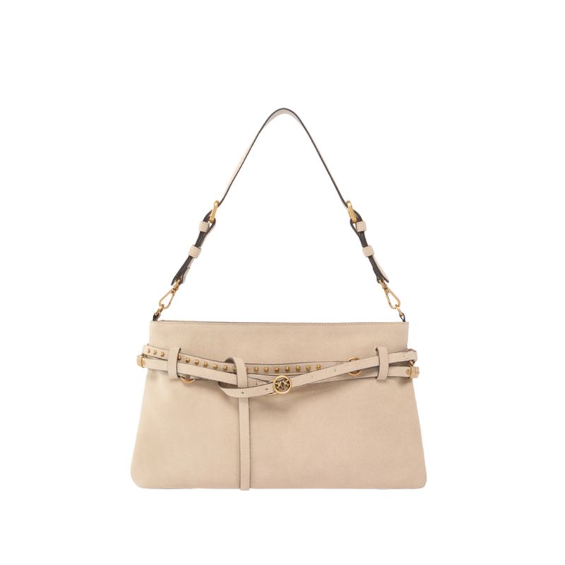 PINKO - Borsa a spalla media Belt Bag in suede - Beige
