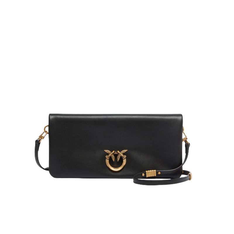 PINKO - Pochette a tracolla media Love Bag Click Soft Horizontal in pelle - Nero