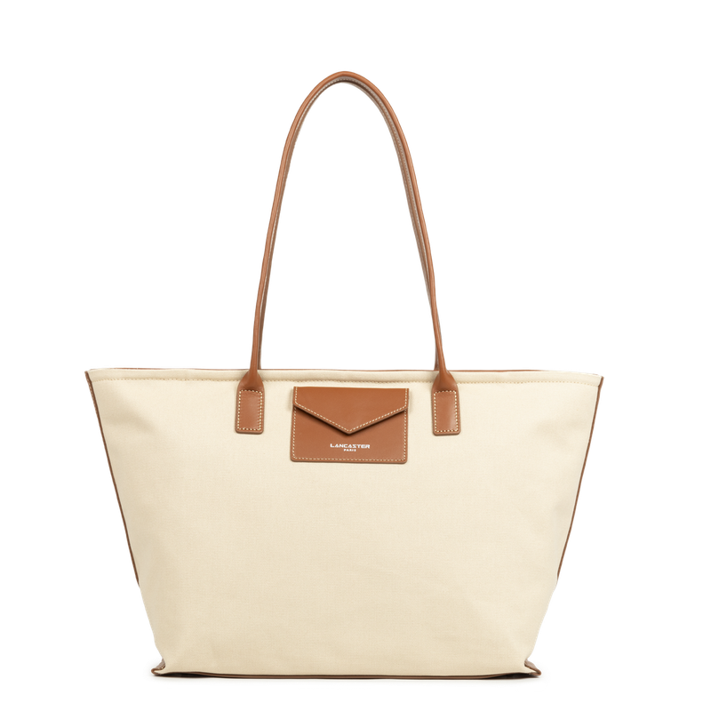 LANCASTER - Canvas KBA Mini shopping - Beige/Cognac