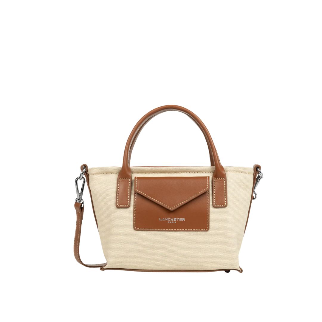 LANCASTER - Canvas KBA Mini sta cabas - Beige/Cognac