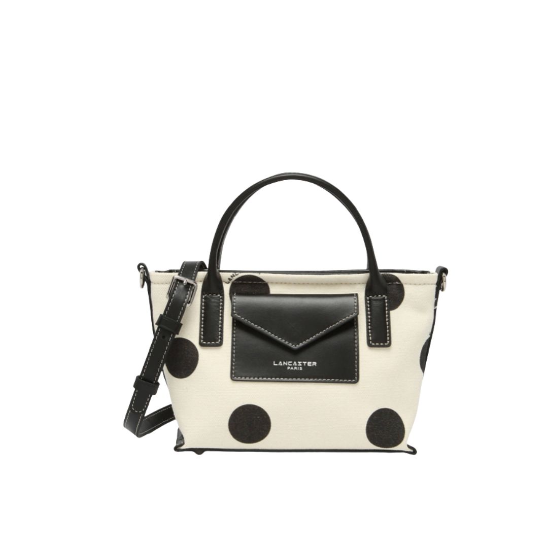 LANCASTER - Canvas KBA Mini sta cabas - Pois/Ecru