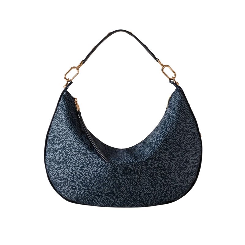 BORBONESE - Frame Borsa Hobo M - Blue Lapis