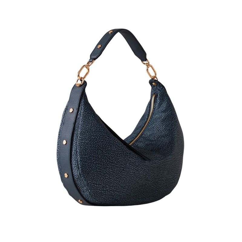 BORBONESE - Frame Borsa Hobo M - Blue Lapis