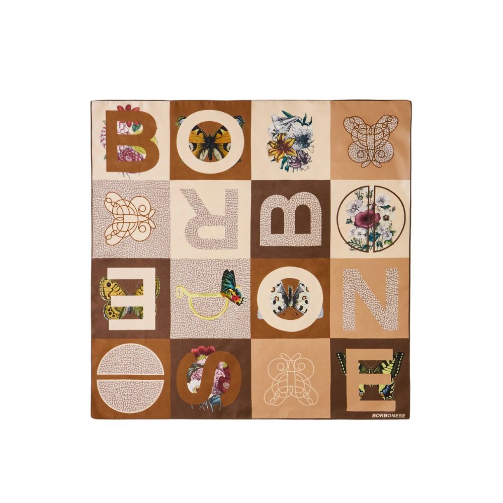 BORBONESE - Foulard 50x50 - Sabbia/Radica