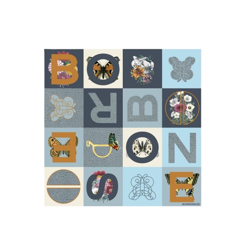 BORBONESE - Foulard 50x50 - Blu Lapis/Azzurro