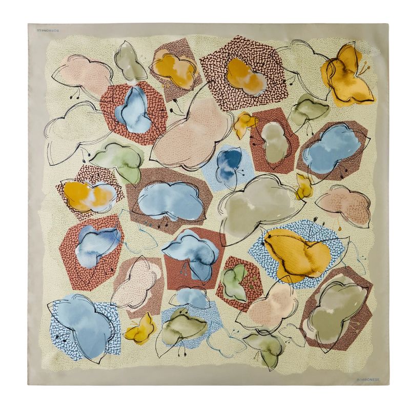 BORBONESE - Foulard Farfalle 90x90 - Verde Salvia