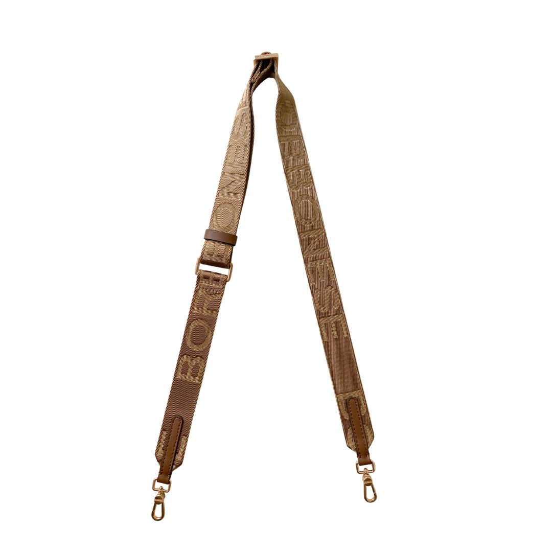 BORBONESE - Tracolla nastro logato - Brown