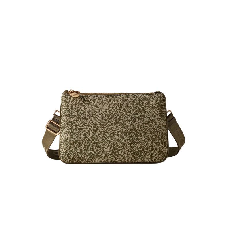 BORBONESE - Eco Line tracolla Doppia Zip Small Nylon - Olive