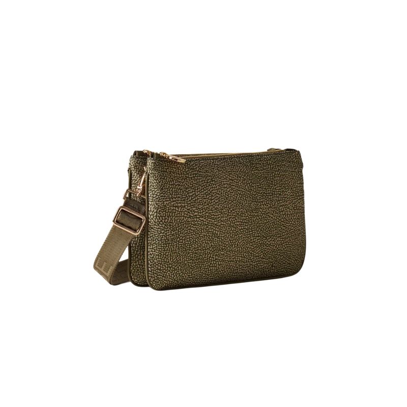 BORBONESE - Eco Line tracolla Doppia Zip Small Nylon - Olive